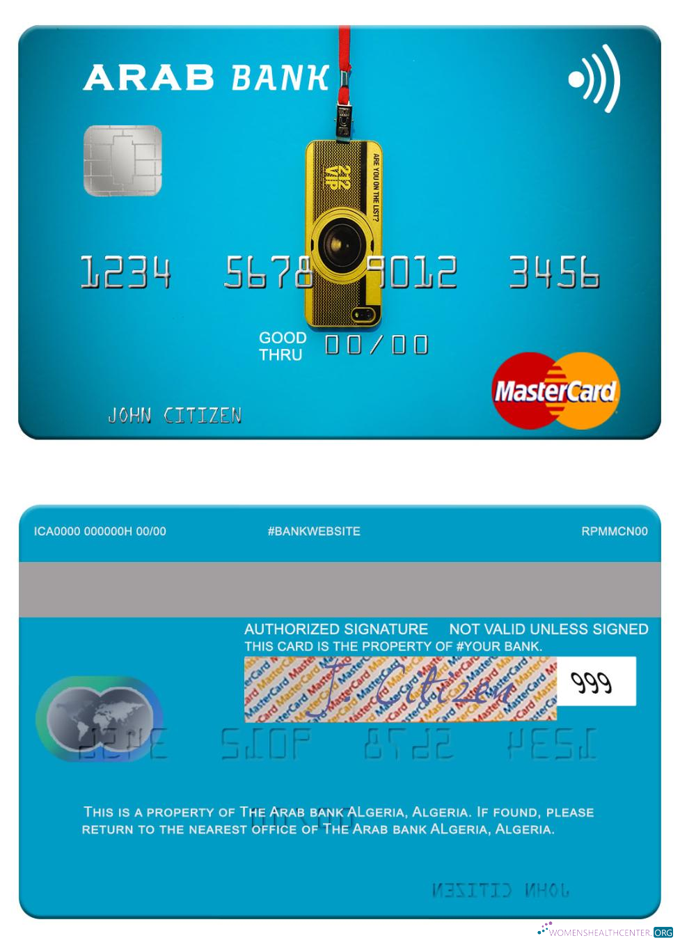Download Algeria Arab Bank Algeria mastercard Photoshop template
